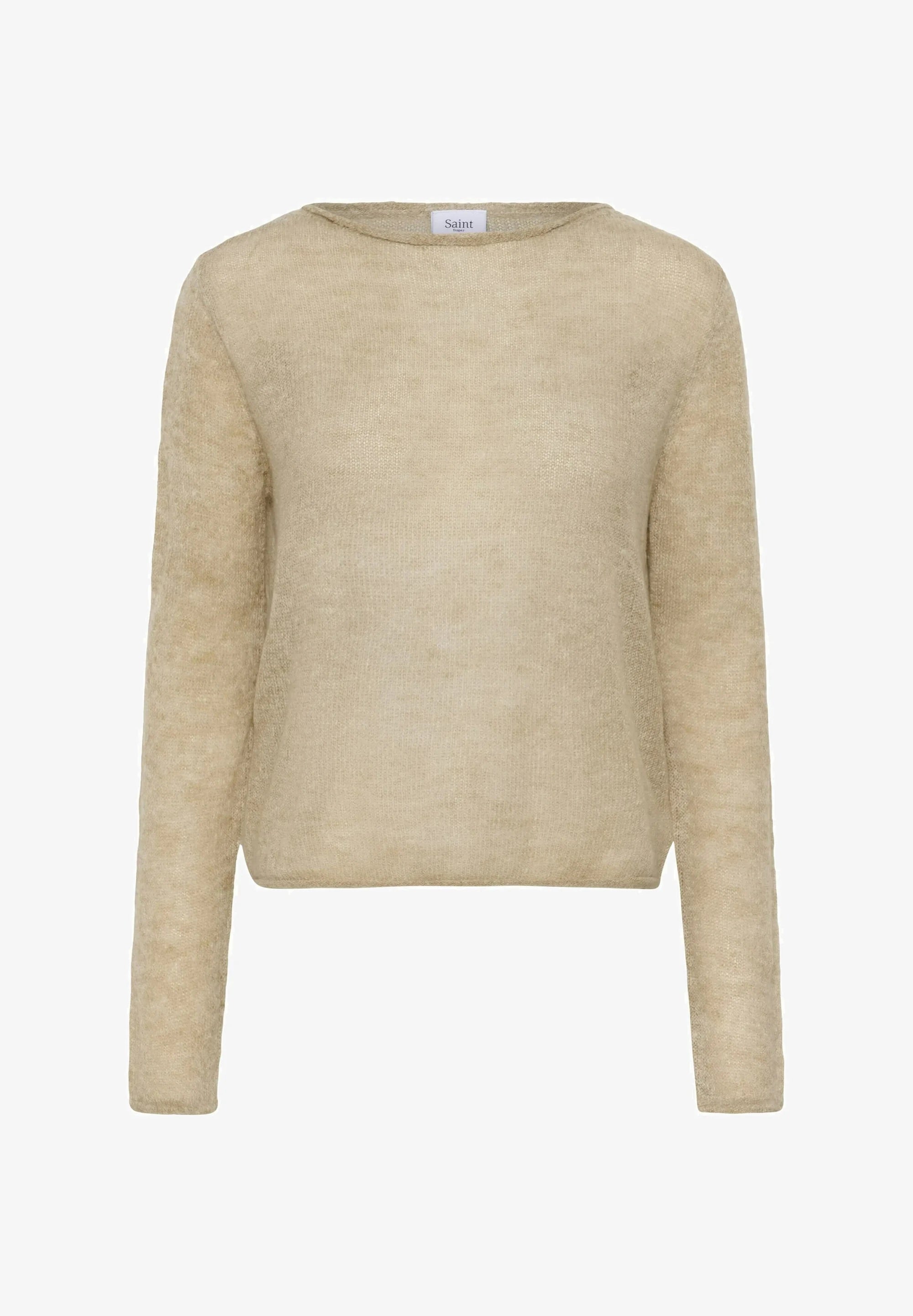 ANELISZ Pullover mit U-Boot-Ausschnitt – Oxford Tan Melange