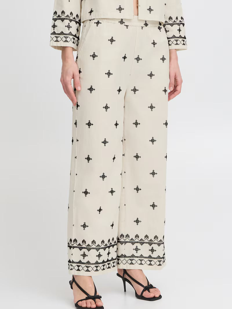 b.young Bydunia Bestickte Weite Hose - Beige
