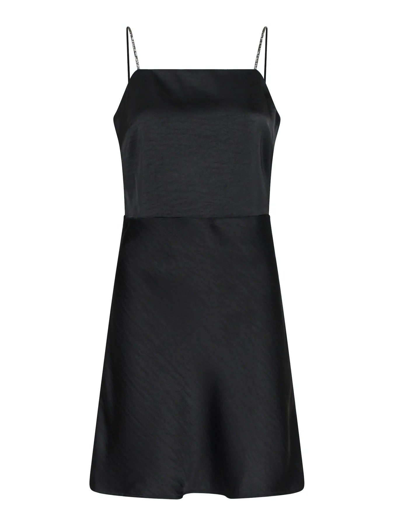 Neo Noir Clara Schwarzes Slip-Minikleid aus schwerem Satinstoff – Kristallträger | Designer-Outlet für Damen