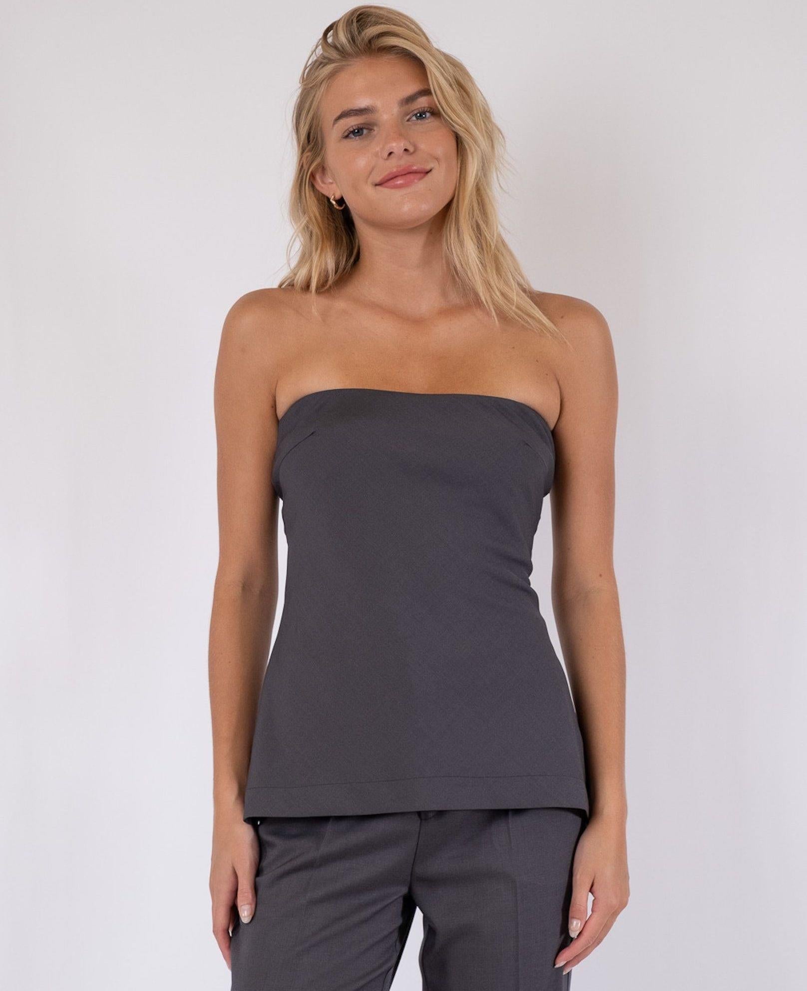 Neo Noir Leafie Melange-Top – Dunkelgrau