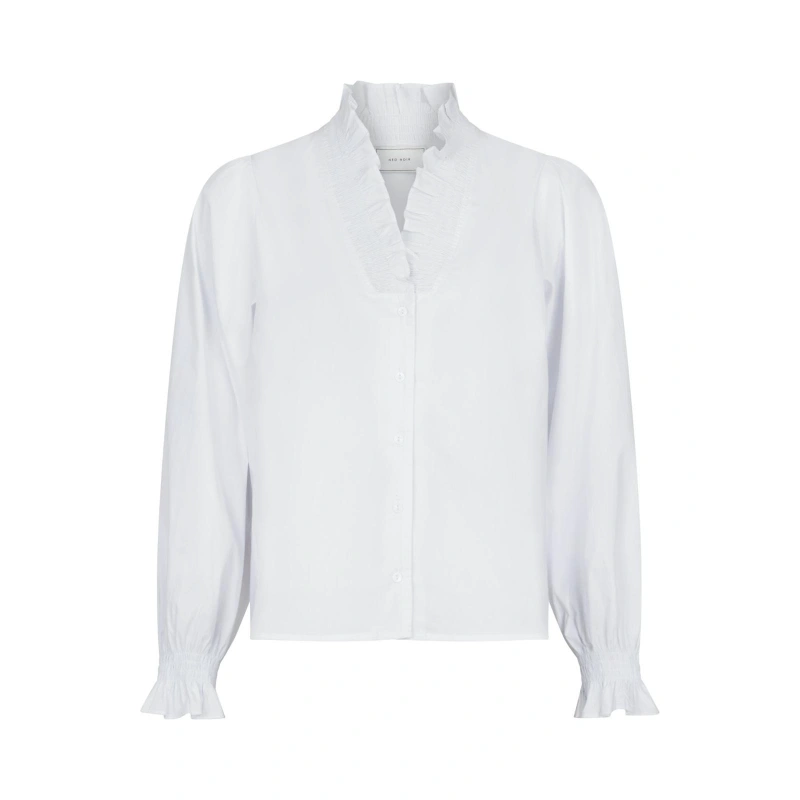 Neo Noir Briele Bluse mit Rüschenkragen – Gesmokte Ärmelbündchen Ballonärmel | Damen