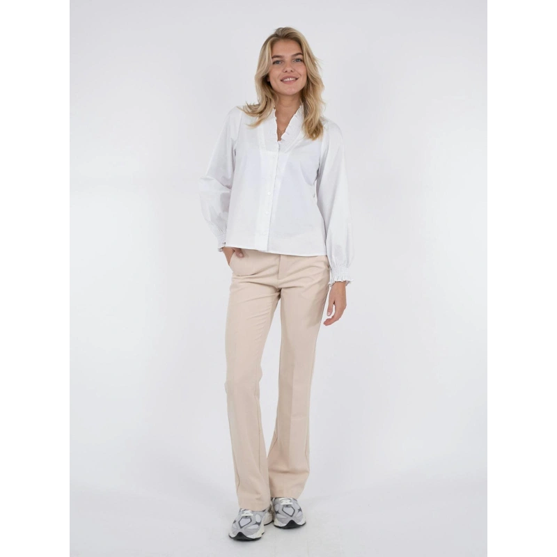Neo Noir Briele Bluse mit Rüschenkragen – Gesmokte Ärmelbündchen Ballonärmel | Damen