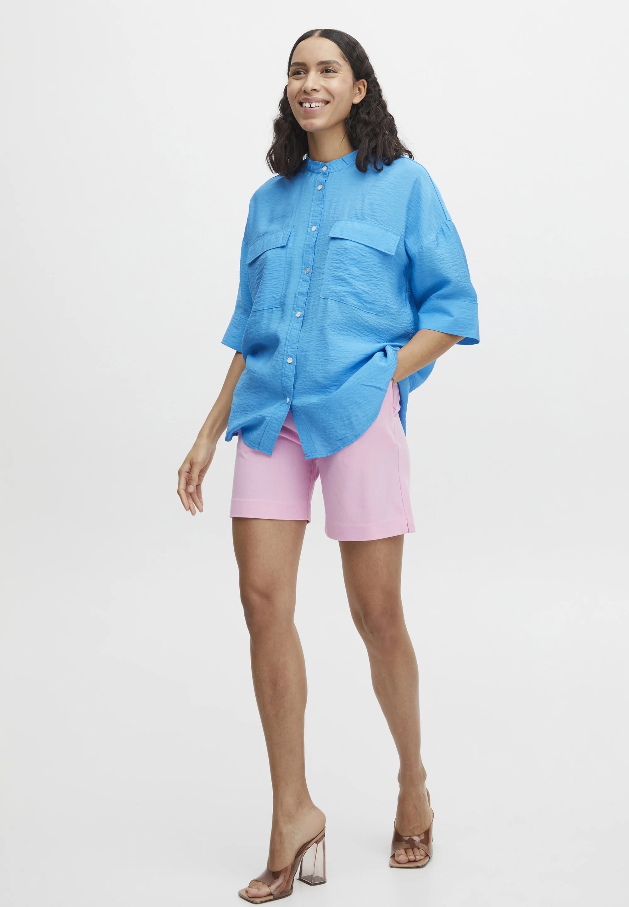 b.young BYIHALIEA - Bluse mit Knopfleiste - Ibiza-Blau