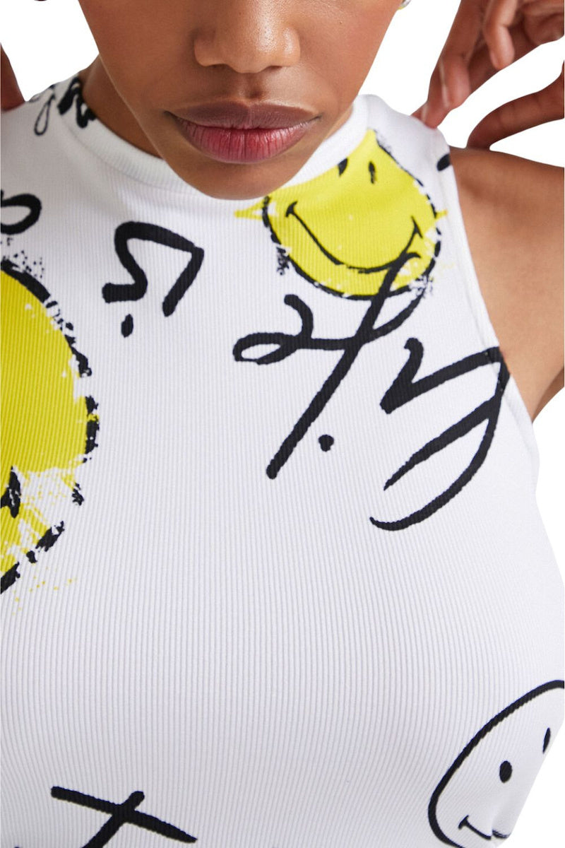 Desigual x Smiley® Mini Cut-Out Kleid – Weiß