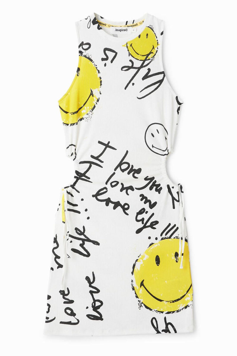 Desigual x Smiley® Mini Cut-Out Kleid – Weiß