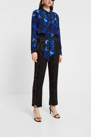 Desigual Tie-Dye-Bluse – Blaues Mandala-Muster mit Schleife