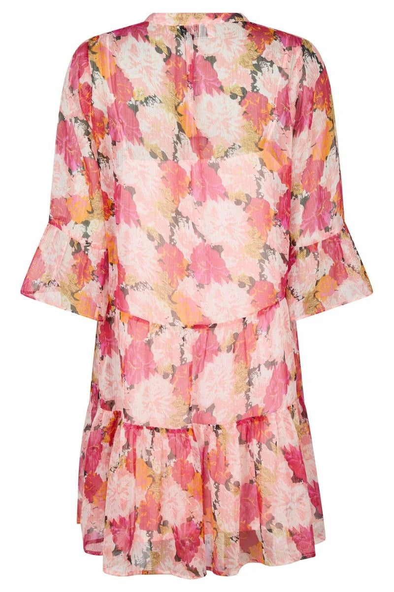 Neo Noir Gunvor Minikleid aus Chiffon mit Blumenmuster in Pink – Stufenrüsche | Designer Outlet Damen