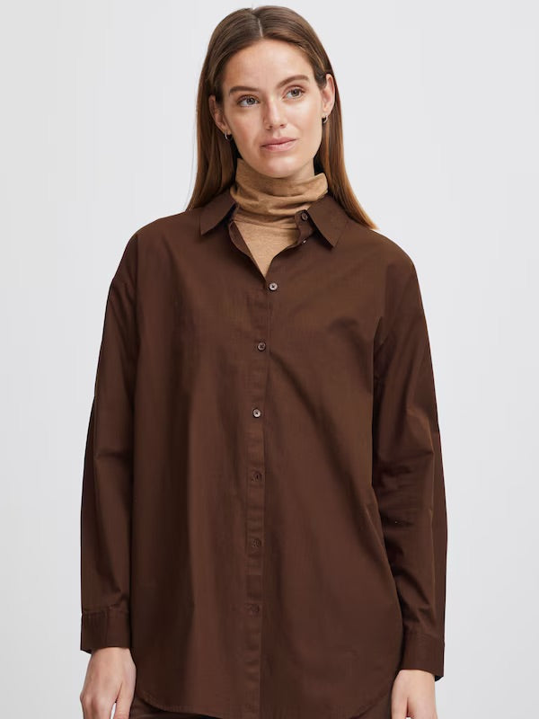 b.young BYGamze Oversized Tunikahemd - Dunkelbraun