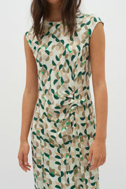 InWear BerilIW Kleid - Grünes Maxikleid mit geometrischem Muster