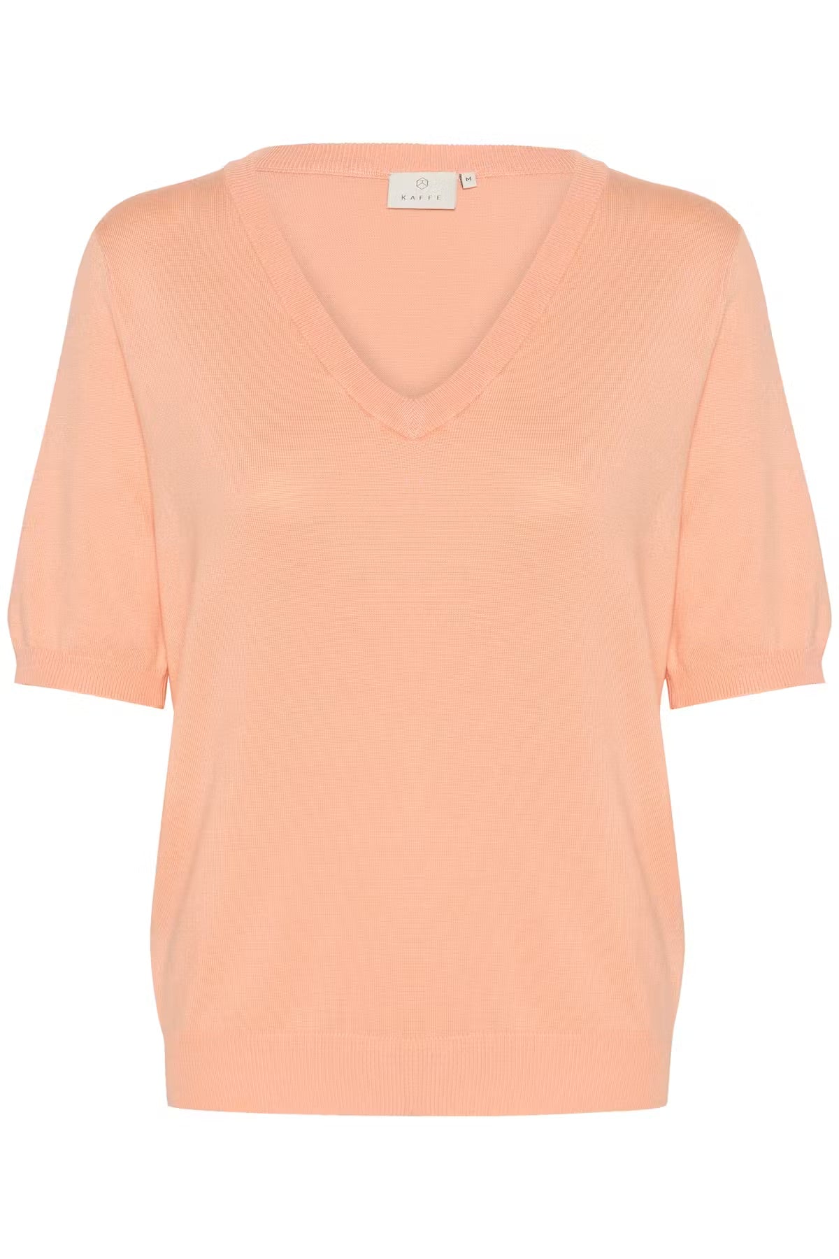 Kaffe KAlizza Peach Strickpullover – V-Ausschnitt Puffärmel Relaxed Fit | Damen