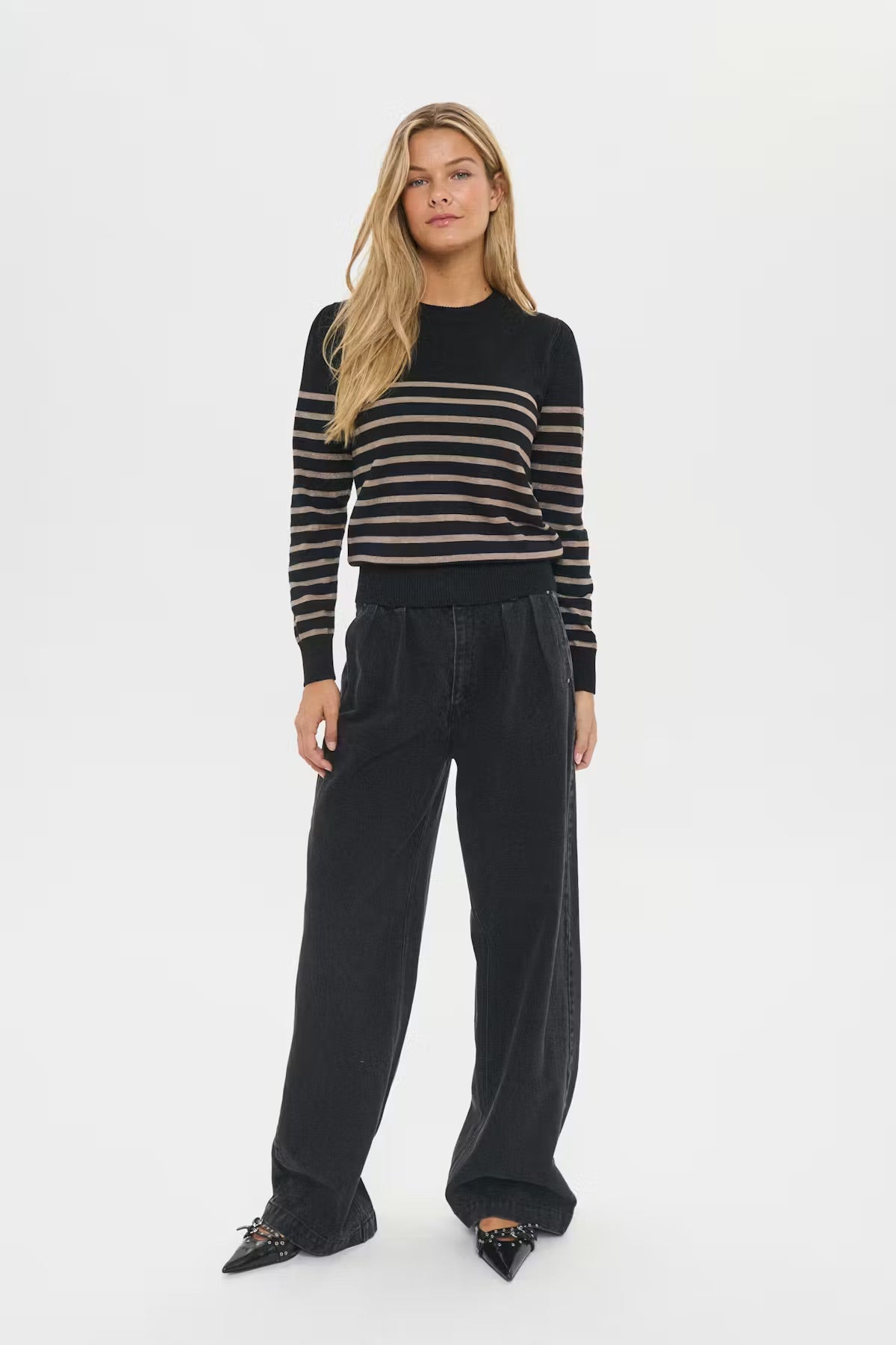 Saint Tropez MilaSZ Pullover - Schwarz mit goldenen Streifen