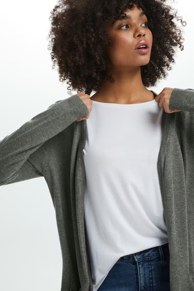 N2675 Langer Cardigan mit Taschen