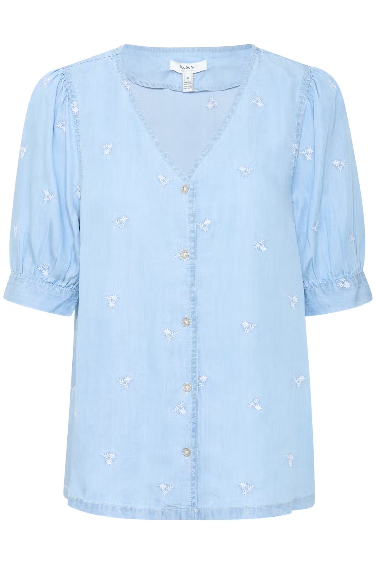 b.young Bykosmo Bluse mit Blumenstickerei - Hellblau