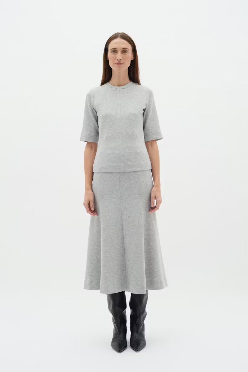 InWear Cocentiw Melange T-Shirt - Hellgraues, strukturiertes Top