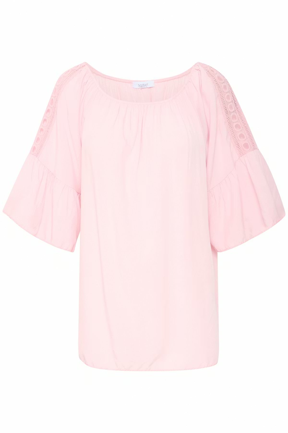 Sorbet Kasmira Bluse mit U-Boot-Ausschnitt und Spitzenärmeln