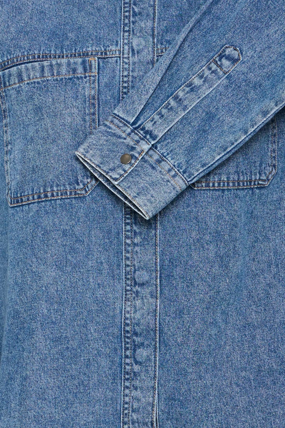 b.young Bykapuca Oversize-Jeanshemd – Mittelblau