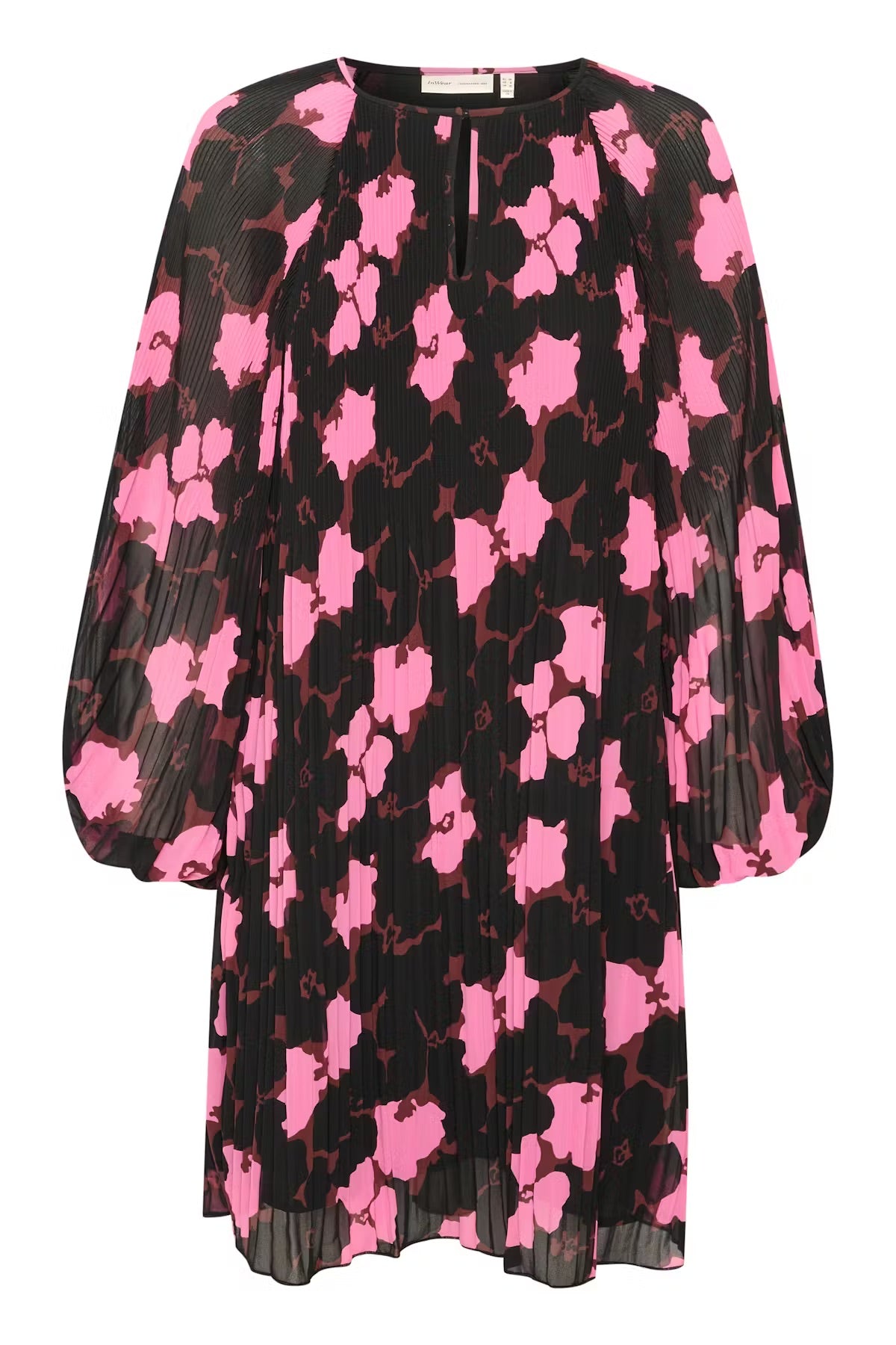 InWear MendraIW Kurzes Kleid - Rosa plissiertes Kleid mit Blumenmuster