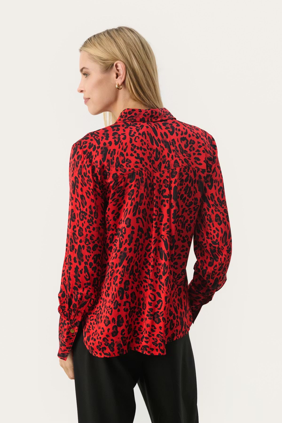 Part Two MaicaPW Hemd - Rote Bluse mit Leopardenmuster