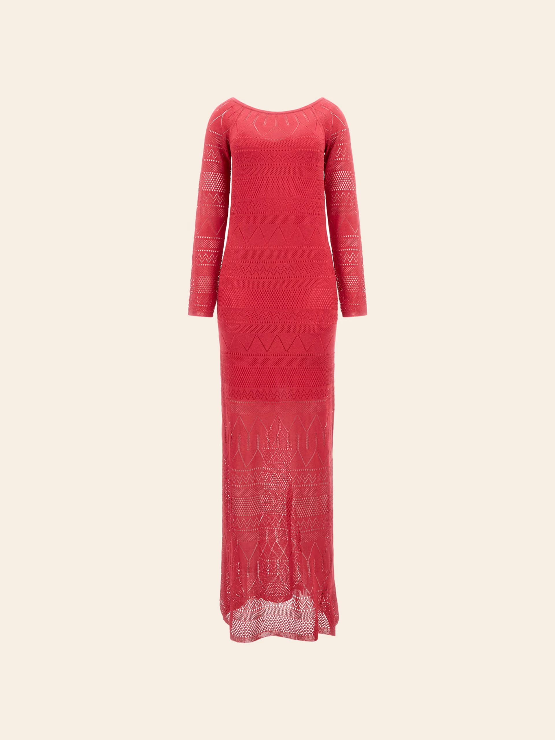 GUESS by Marciano rotes Hydra Maxi-Strickkleid mit langen Ärmeln
