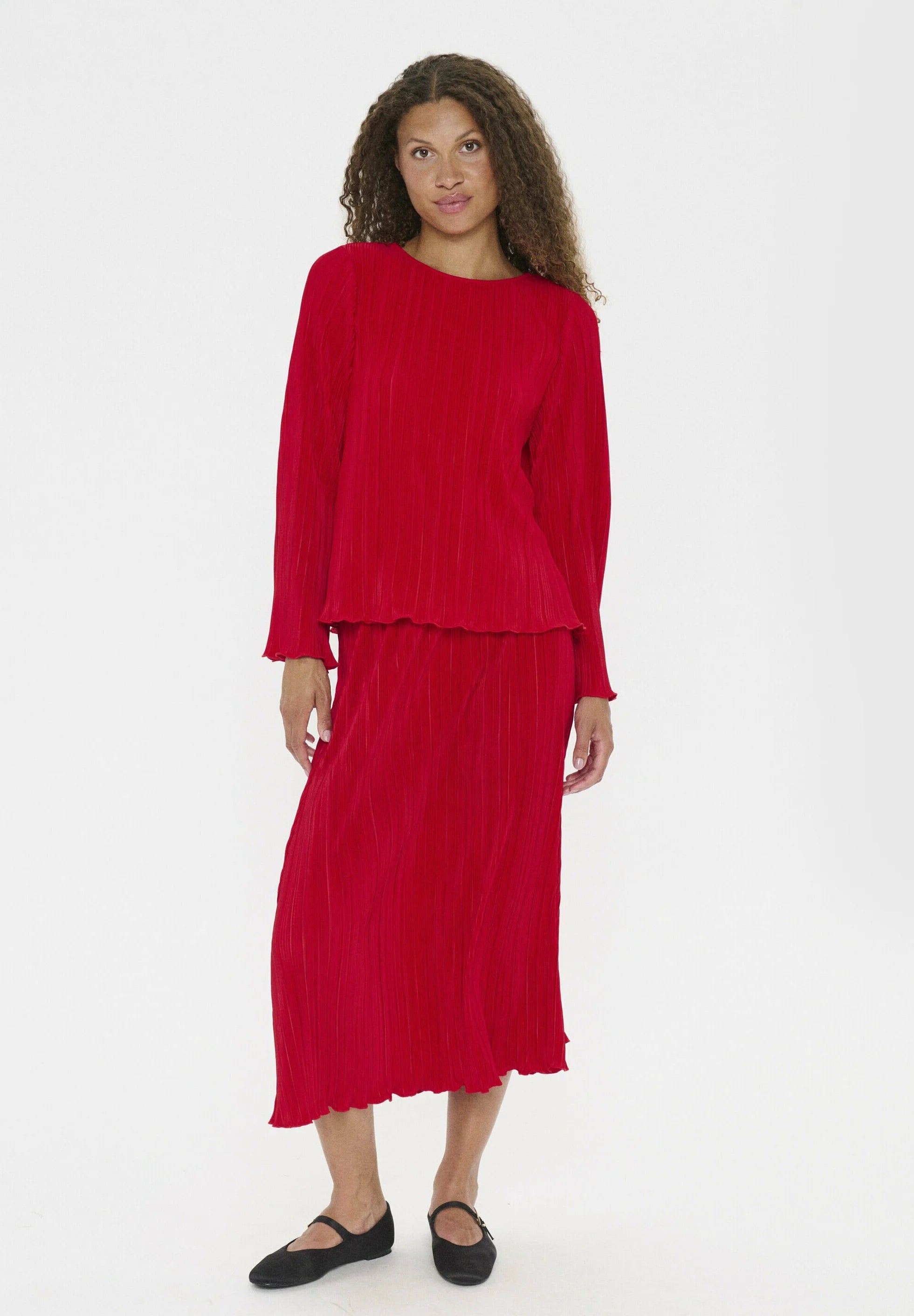 Saint Tropez ZUNISZ Plisseebluse - Chinesischrot