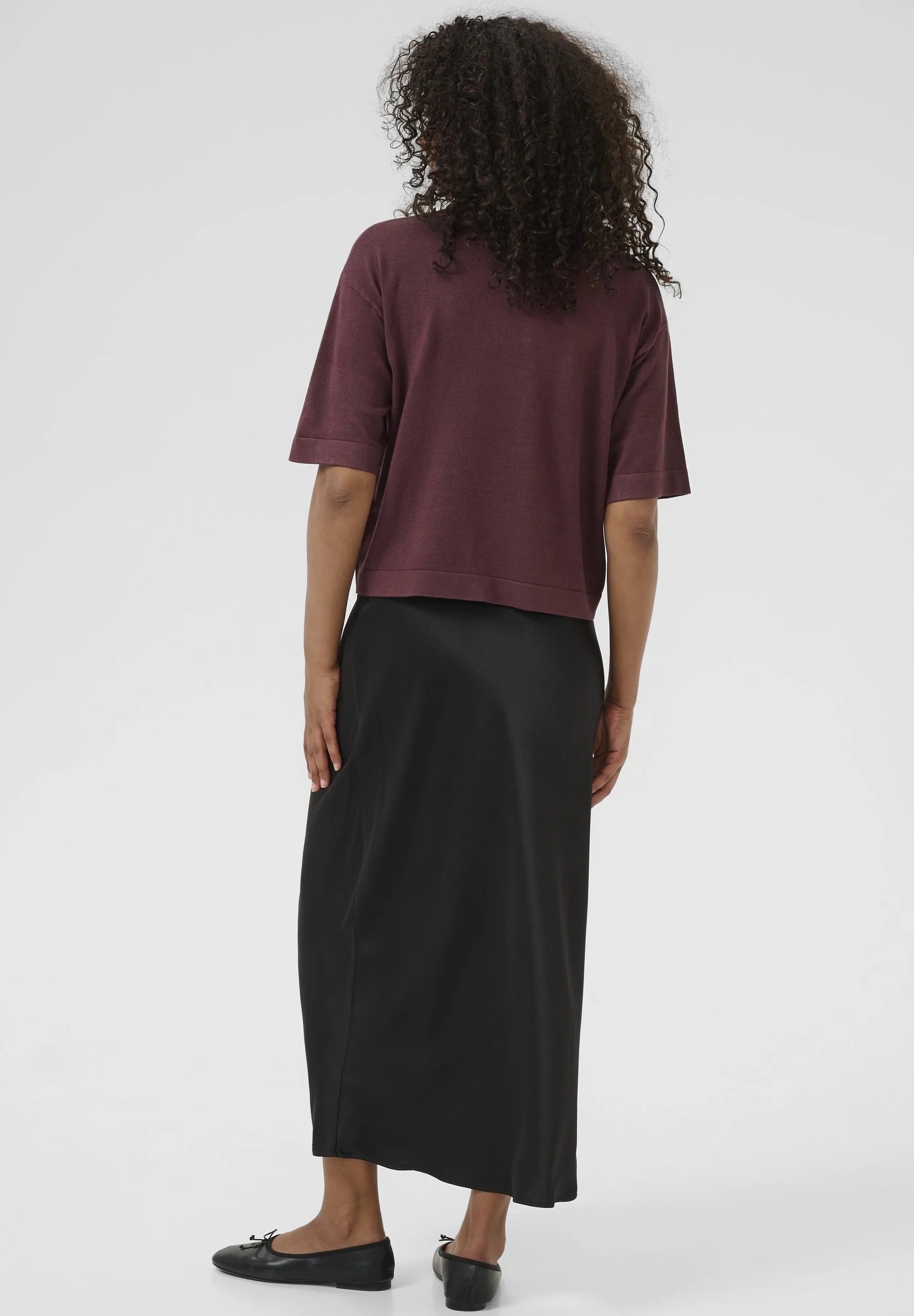 Kaffe Kalizza Bordeaux Kurzarm-Rollkragen-Top | Damen
