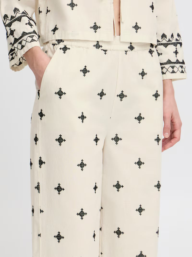 b.young Bydunia Bestickte Weite Hose - Beige