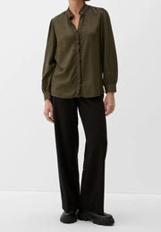 s.Oliver Bluse mit Vichy-Karo und Rüschenkragen - Evergreen