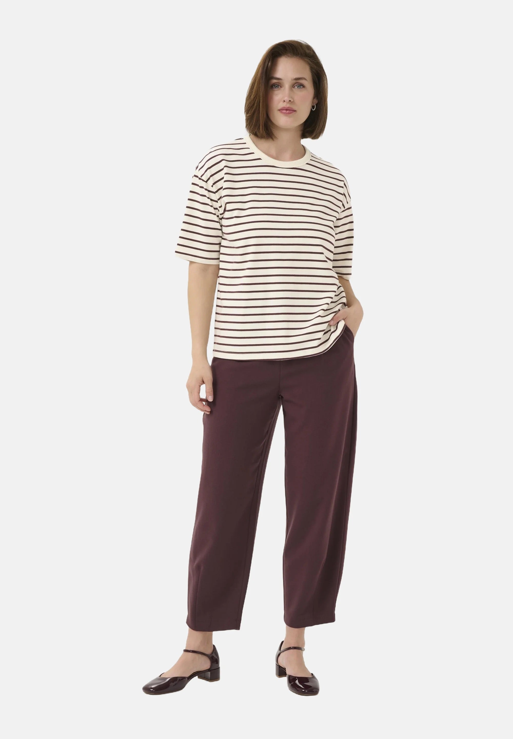 Kaffe Kawinny Breton Stripe Oversized T-Shirt – Halbarme | Designer-Outlet für Damen