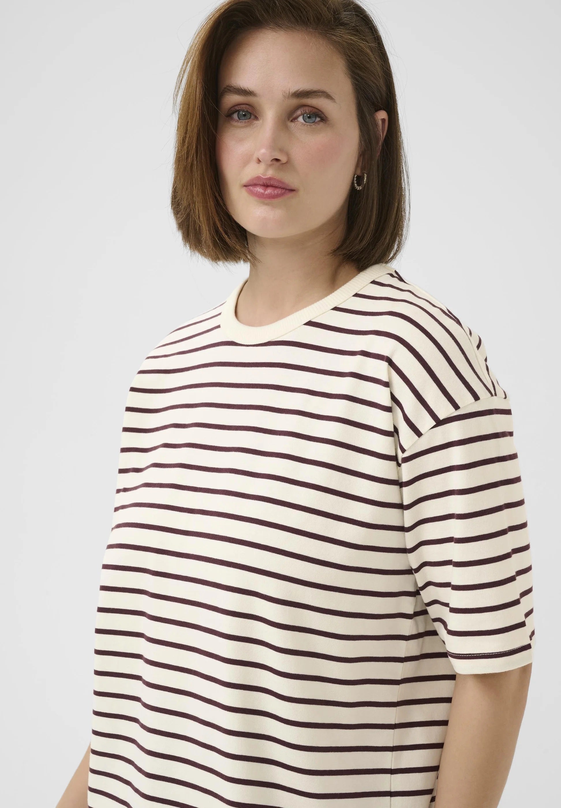 Kaffe Kawinny Breton Stripe Oversized T-Shirt – Halbarme | Designer-Outlet für Damen