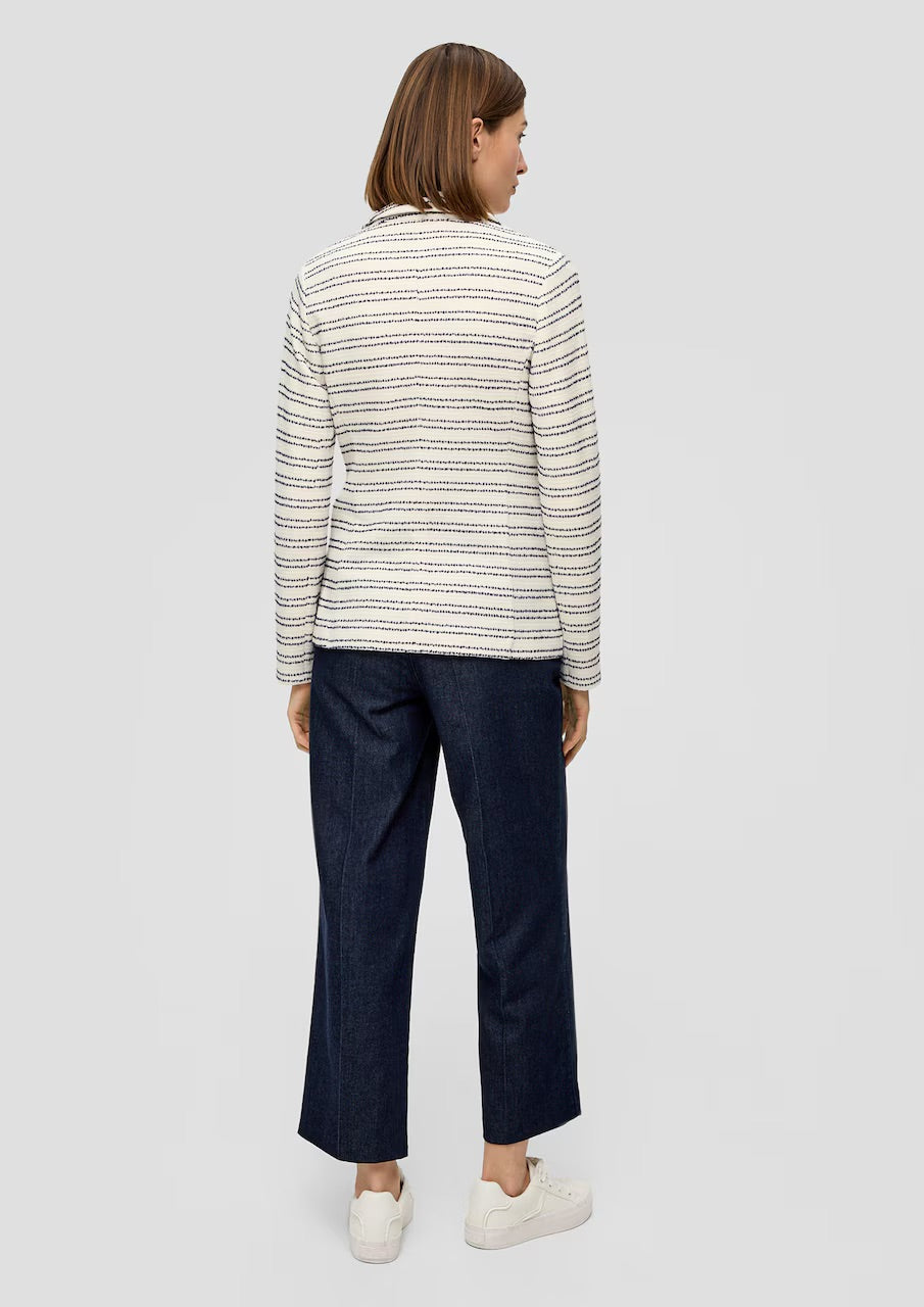 s.Oliver BLACK LABEL Gestreifter Tweed-Blazer - Ecru