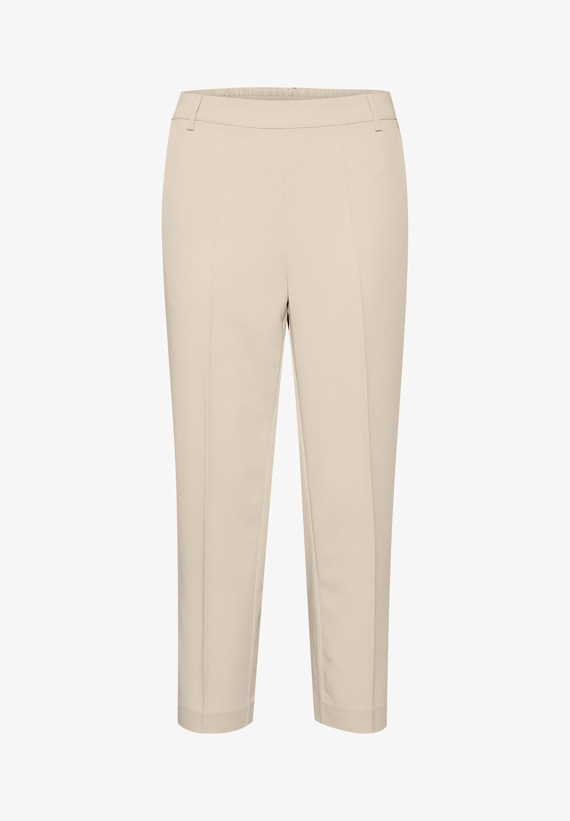 Kaffe KAsakura HW Sand Beige Cropped Tailored Trousers – Elastischer Bund Bügelfalten Seitentaschen | Damen