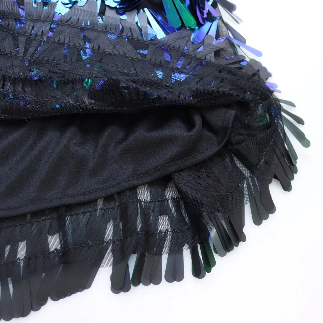 Desigual schillerndes Paillettenfransen-Minikleid – Grün Blau