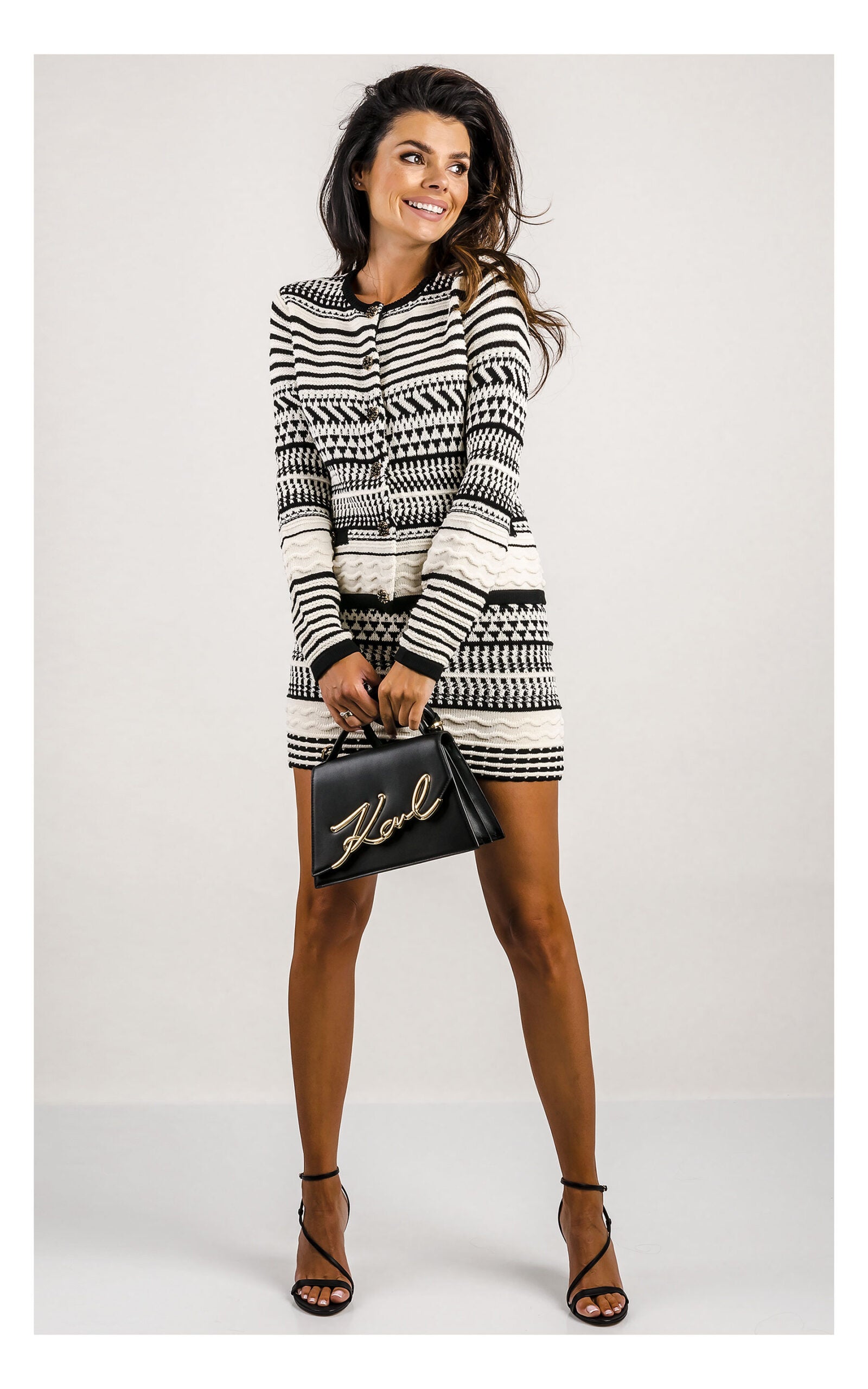 Marciano by GUESS gemusterte Strickjacke – Schwarz-Creme