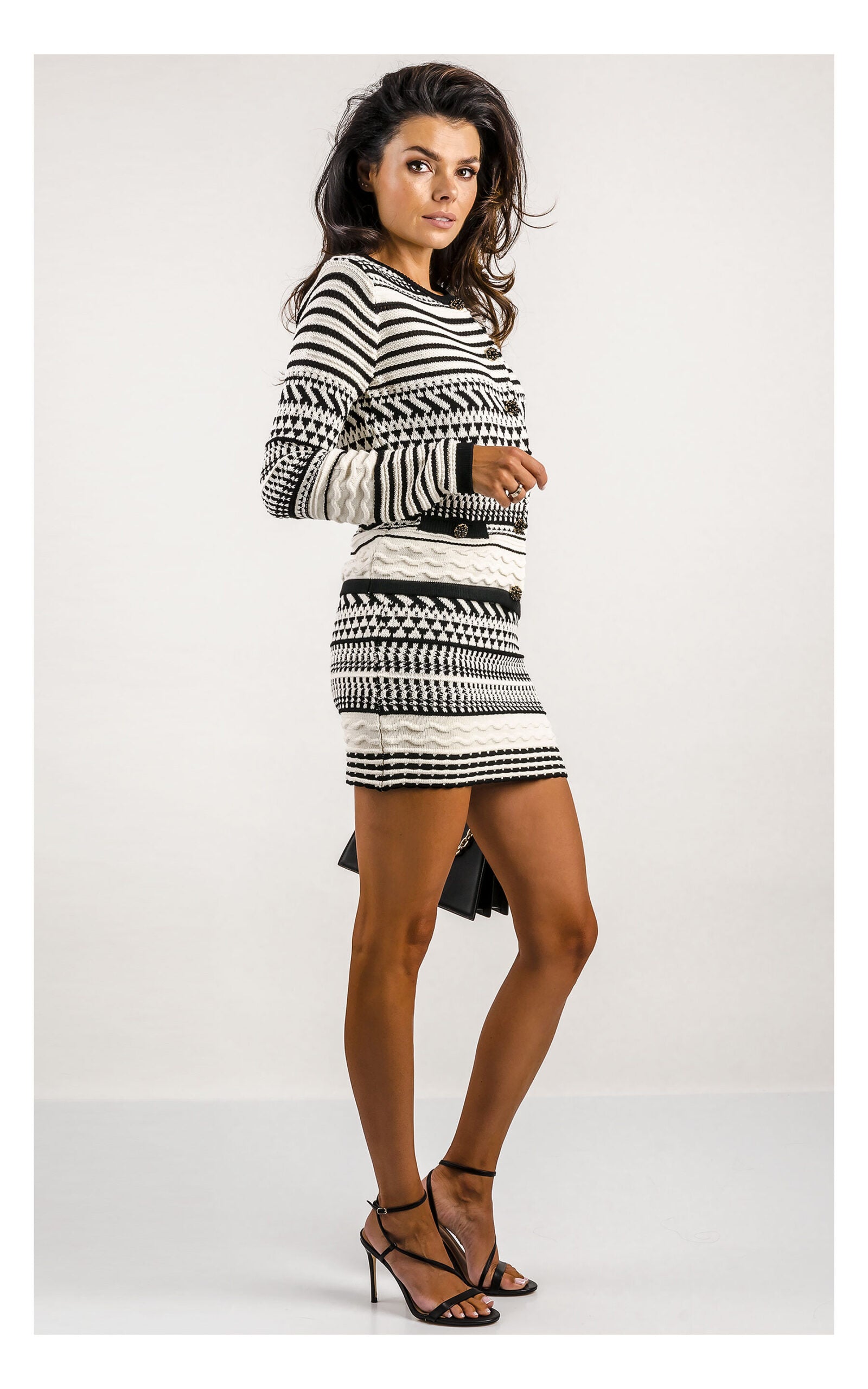 Marciano by GUESS gemusterte Strickjacke – Schwarz-Creme