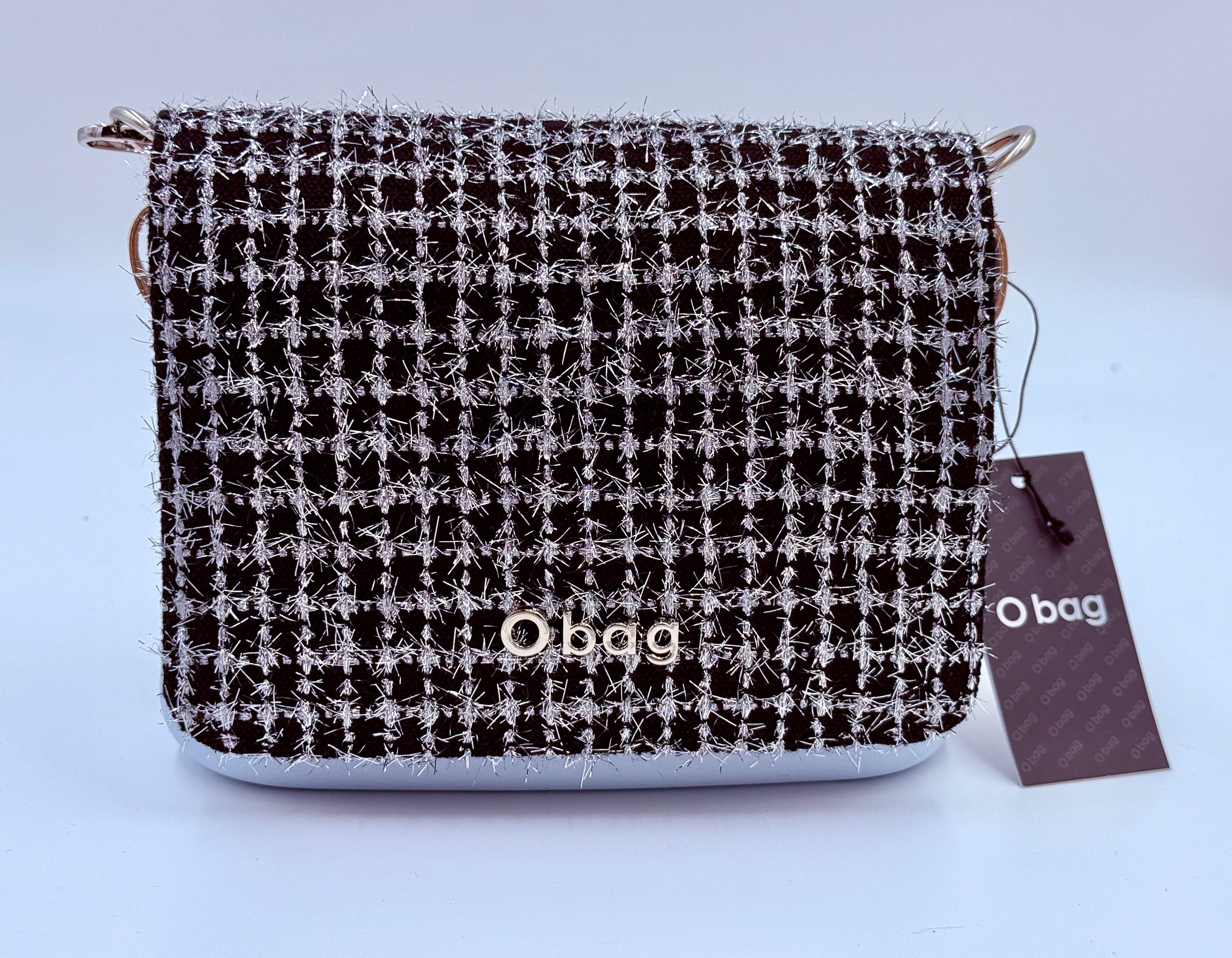 O bag Pocket Tasche – mit Tweed-Klappe und gemustertem, breitem Schulterriemen