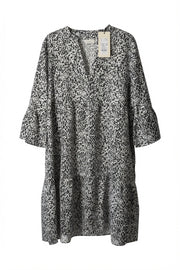 Kaffe KAbrilla Midikleid mit Schwarz-Weiß-Print