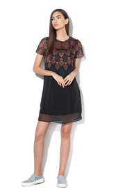 DESIGUAL, mexikanisches Minikleid mit Blumenmuster