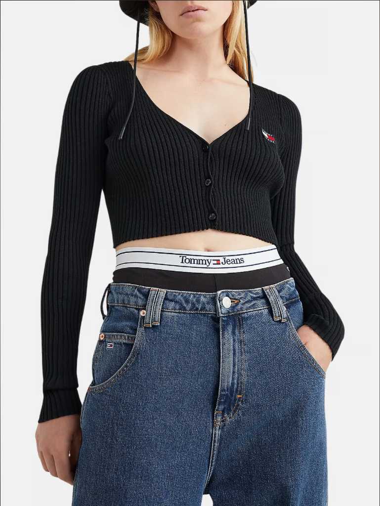 Tommy Jeans Essential Badge Cardigan – Schwarz