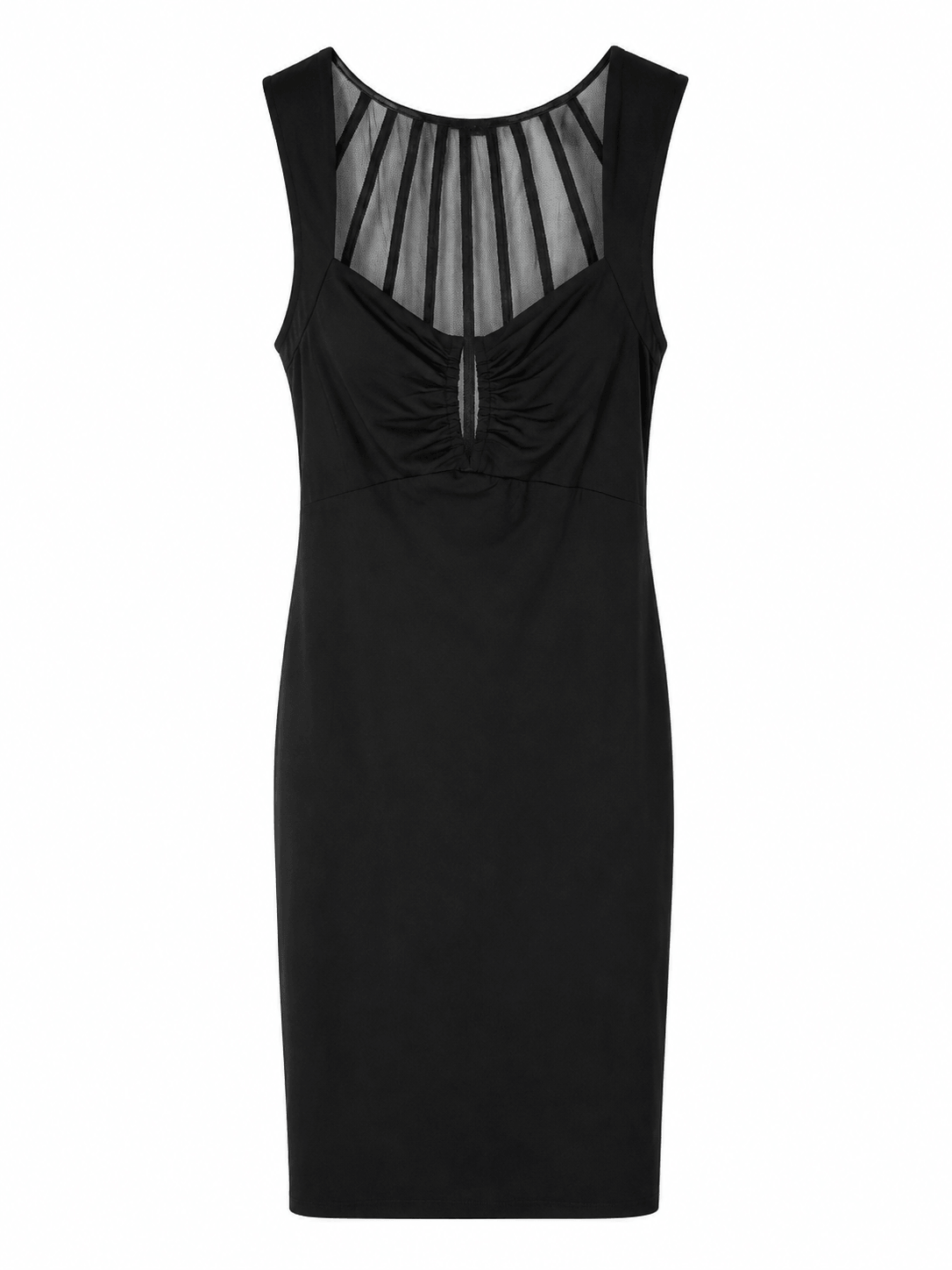 Marciano by Guess Mesh Panel Bodycon Dress – Black, elegant sleeveless midi dress, women's fashion, designer clothing, outlet.