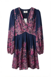 Neo Noir Semila Mini-Wickelkleid in Marineblau mit Blumenmuster