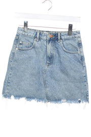 Sinsay Jeans-Minirock mit Fransen – Hellblau