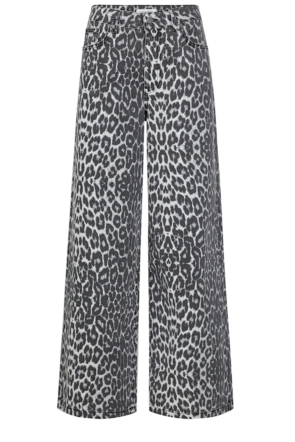 Co'couture Leo Wide-Leg-Jeans mit Leopardenmuster – Grau