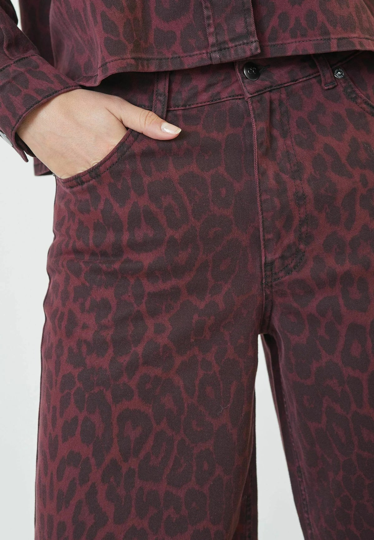 Co'couture Leocc Wide-Leg-Jeans mit Animalprint – Schwarz