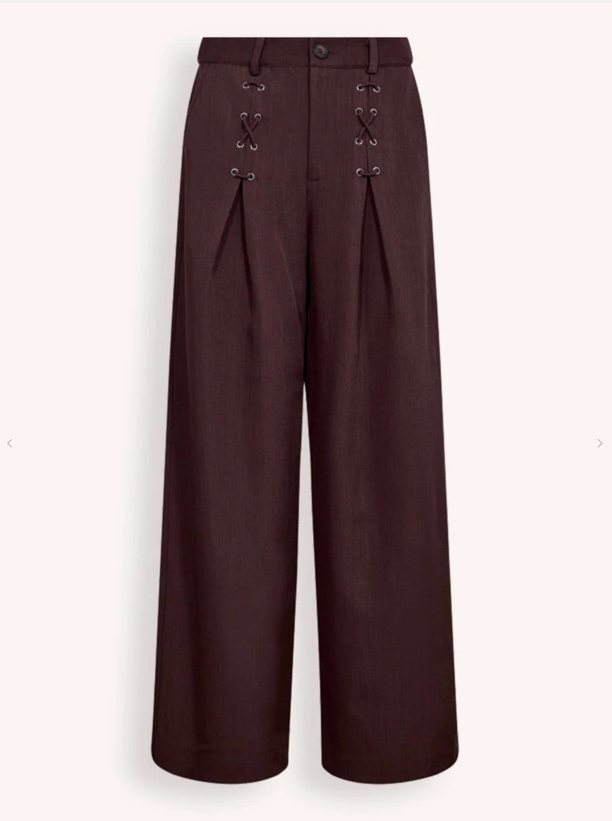 Co'couture Luna Wide-Leg-Hose aus Webstoff – Aubergine