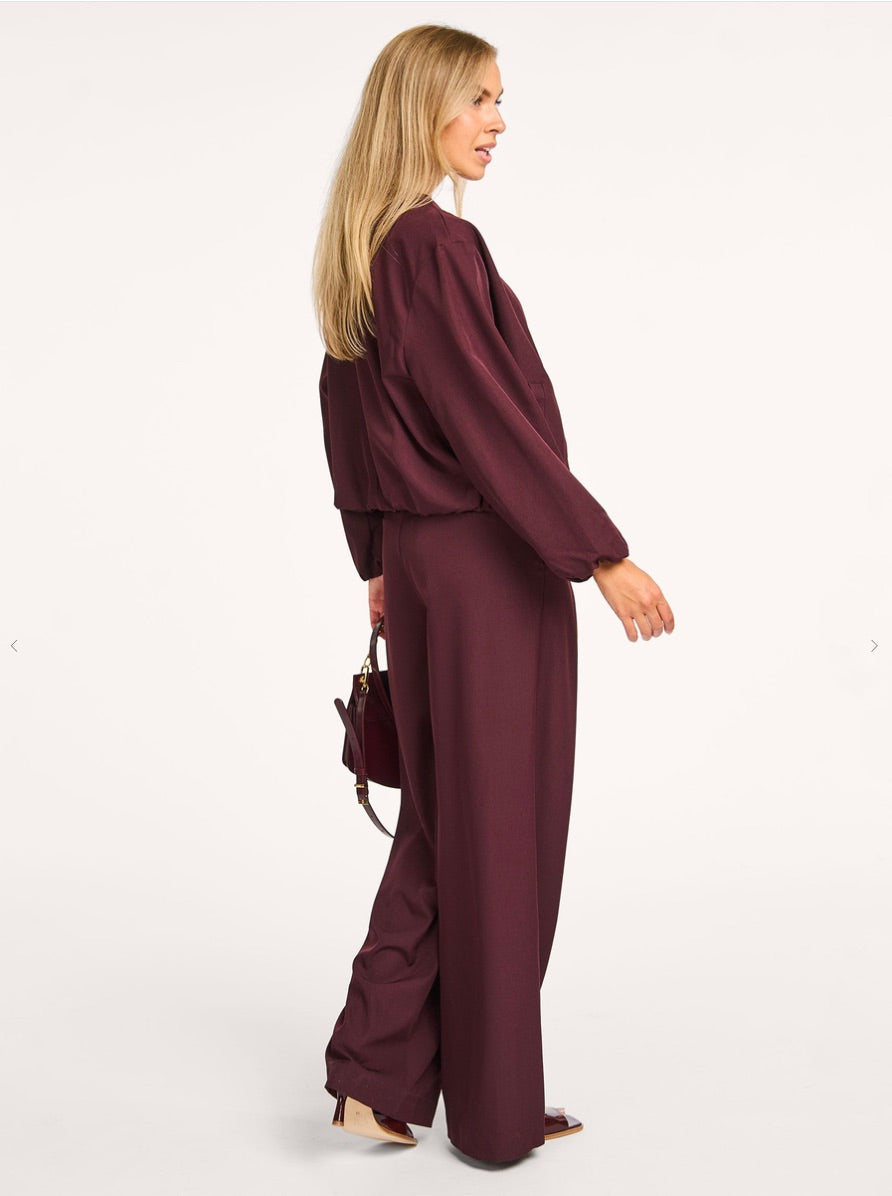 Co'couture Luna Wide-Leg-Hose aus Webstoff – Aubergine