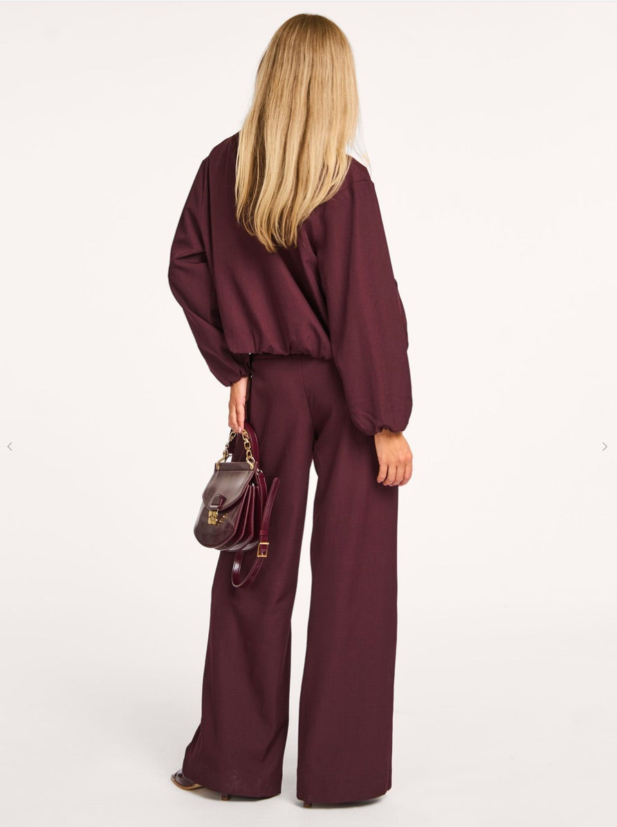 Co'couture Luna Wide-Leg-Hose aus Webstoff – Aubergine