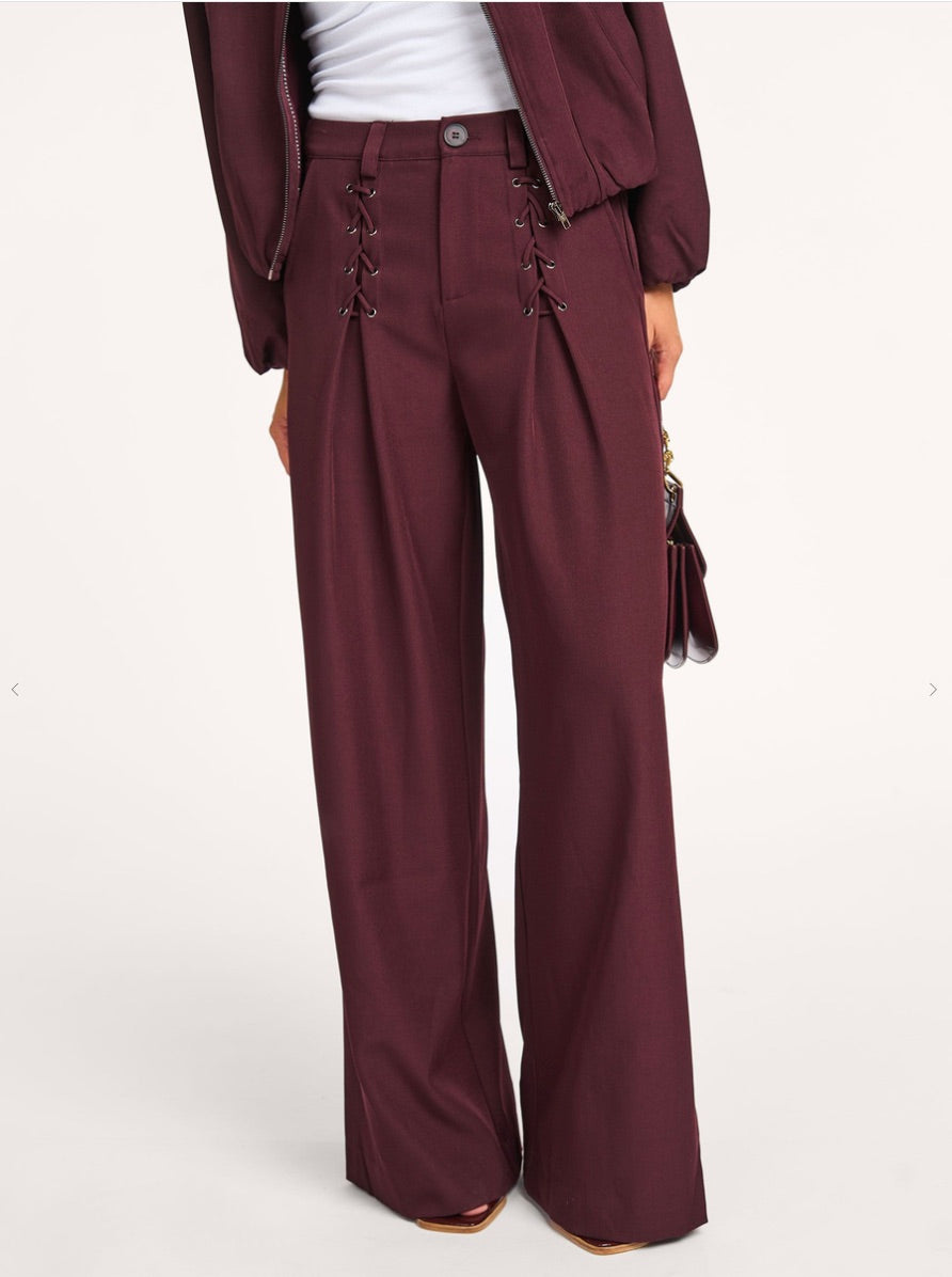 Co'couture Luna Wide-Leg-Hose aus Webstoff – Aubergine