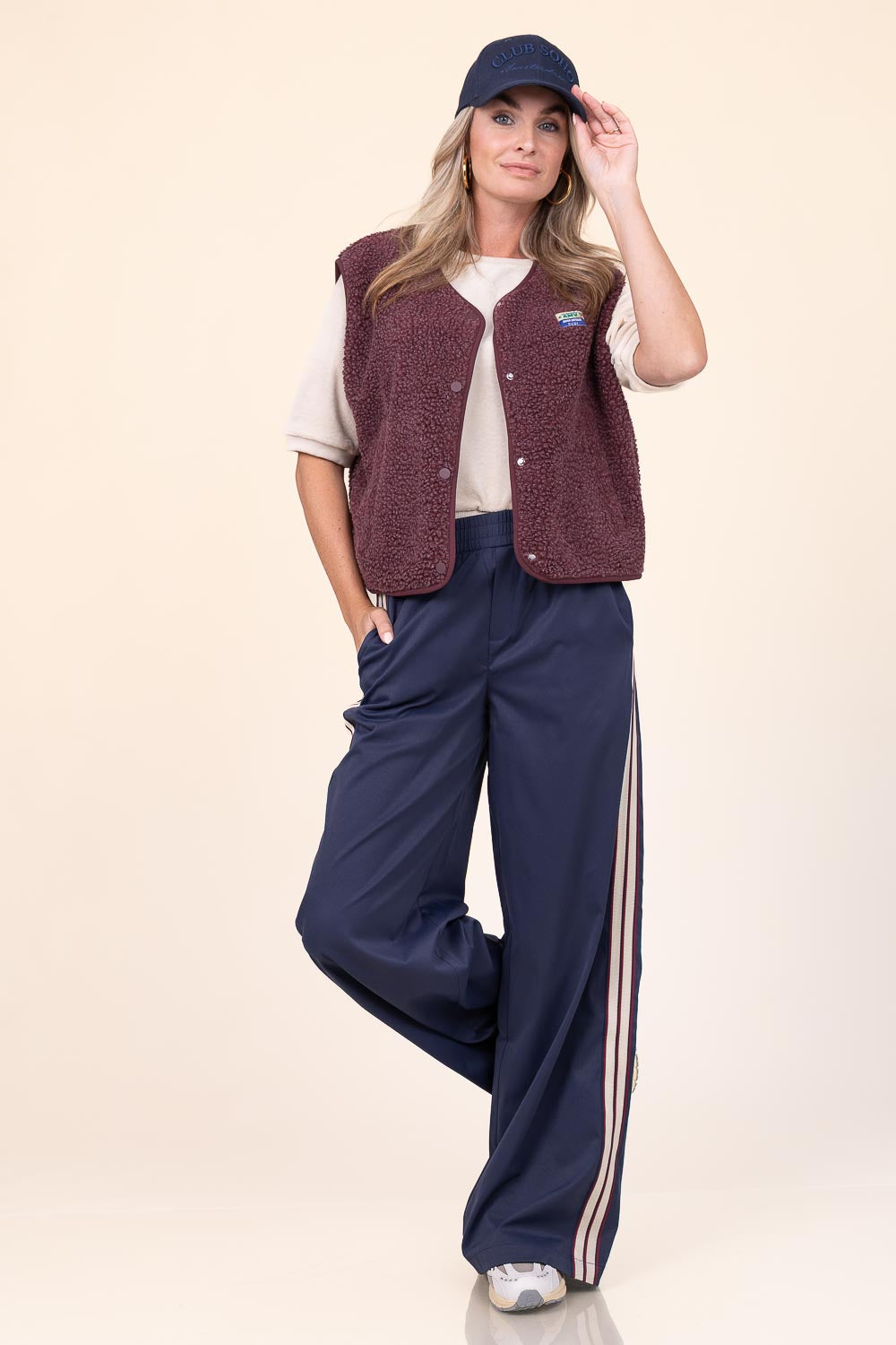Co'couture Mingus sportliche Wide-Leg-Hose – Dunkelblau