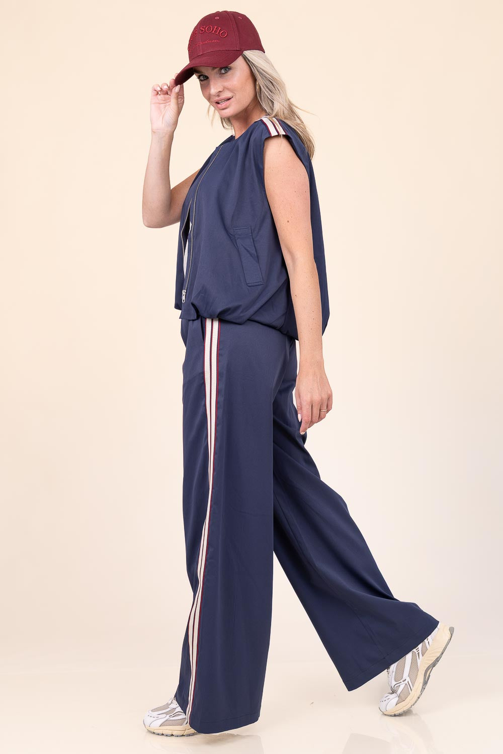 Co'couture Mingus sportliche Wide-Leg-Hose – Dunkelblau