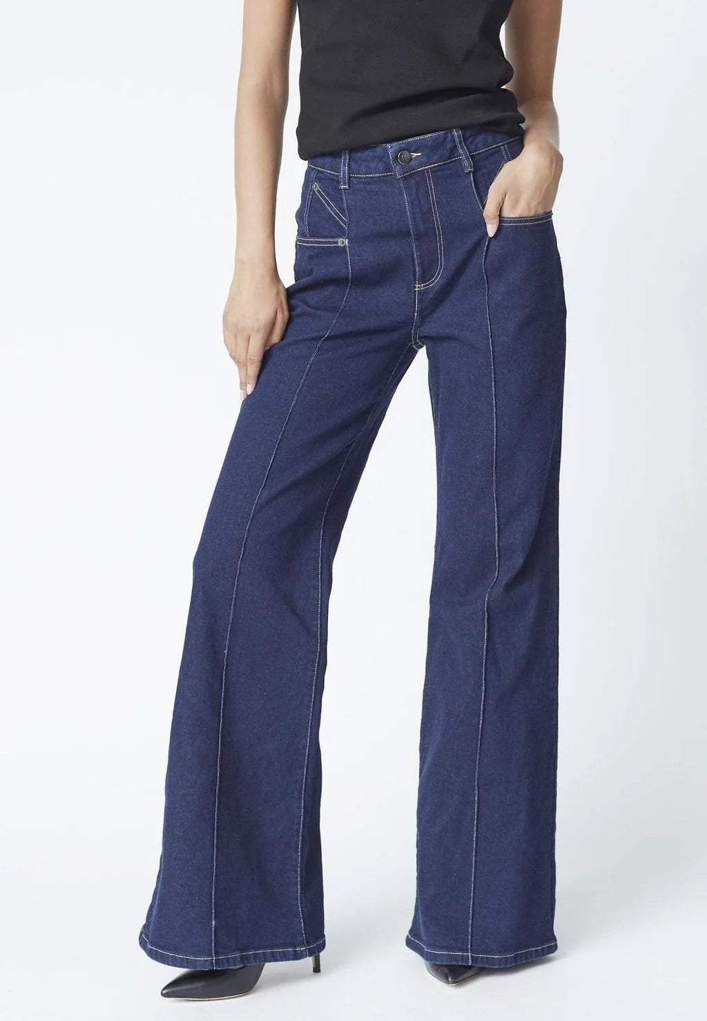 Co'couture Theo CC Wide-Leg-Jeans – dunkler Denim